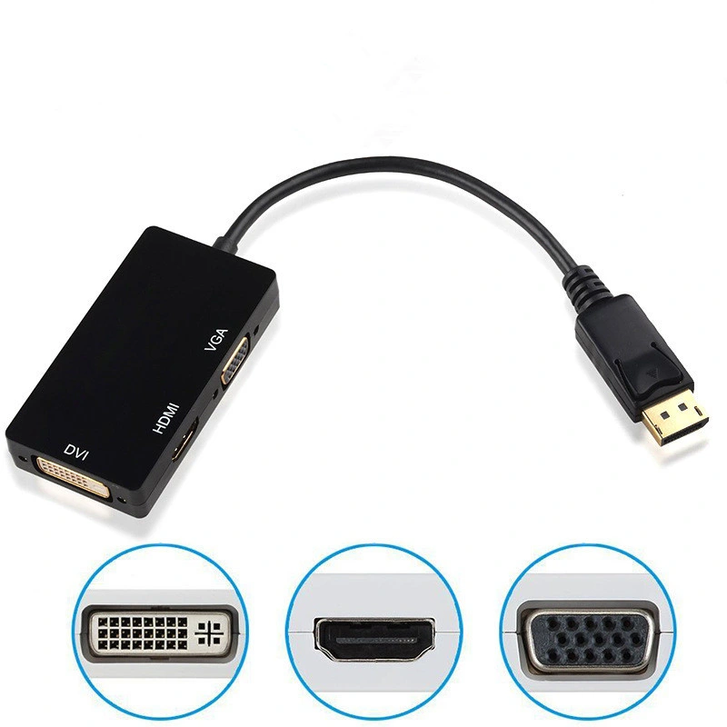 Anera Hot Sale Dp Display to HDMI VGA DVI Converter Video Converter Adapter Cable