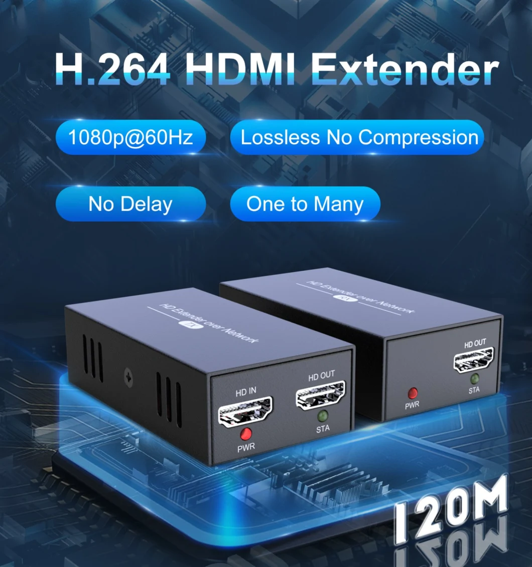 HDMI Extender 1080P 60Hz Video Rx Tx Extender HDMI Over IP 120m Cat5e CAT6 Transmitter One to Many