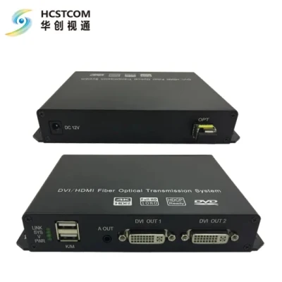 Conversor de Fibra Óptica 4K DVI/HDMI Kvm 10 a 60km Extender com RS232