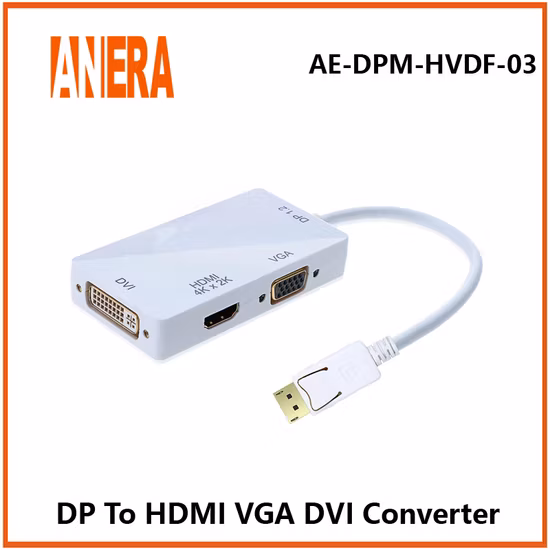 Anera Hot Sale 1080P Dp Display para HDMI VGA DVI Conversor Conversor de Vídeo Cabo Adaptador