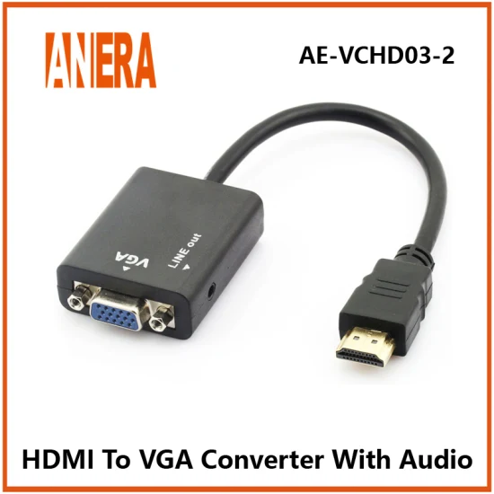 Anera Amazon Hot Sale Conversor de vídeo HDMI HDMI macho para cabo adaptador fêmea VGA com áudio